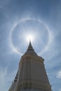 rainbow ring phenomenon that occurs around sun is rare natural phenomenon that occurs frequently during rainy season and rainbow