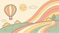 Rainbow road landscape, whimsical journey scene vector design Generative AI