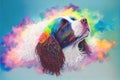 The Rainbow Road, old dog that has passed on a cloud in the sky Royalty Free Stock Photo
