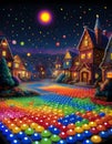 Rainbow Road to Fantasy Village Royalty Free Stock Photo