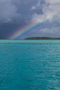 Rainbow and Rock Islands in Palau`s Beautiful Lagoon Royalty Free Stock Photo