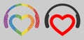 Rainbow Romantic dj headphones Mosaic Icon of Spheric Dots