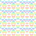 Rainbow romantic seamless colored pattern of hearts