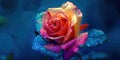Rainbow rose with raindrops Royalty Free Stock Photo