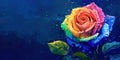 Rainbow rose with raindrops Royalty Free Stock Photo
