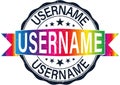 Rainbow round username rubber stamp web badge Royalty Free Stock Photo
