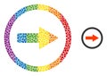 Rainbow Rounded Right Arrow Collage Icon of Circles