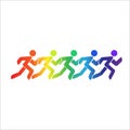 Rainbow running guys on white background