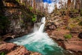 Rainbow on Saint Mary Falls, Glacier National Park Royalty Free Stock Photo