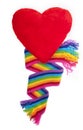 Rainbow scarf and red heartv