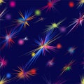 Rainbow seamless pattern with stylized firework