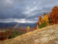 Rainbow seen from the Secaria peak, Prahova County, Romania Royalty Free Stock Photo