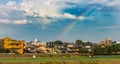 Rainbow above the banks of the Saigawa River, Kanazawa, Ishikawa Prefecture, Western Japan