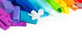 Rainbow set for bright cleaning. Copy space. Royalty Free Stock Photo