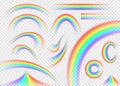 Rainbow set on transparent background. Realistic rain arch