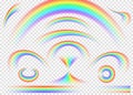 Rainbow set on transparent background. Realistic rain arch