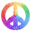 Rainbow sign of peace with a boho pattern. Royalty Free Stock Photo