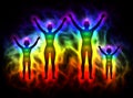 Rainbow silhouette with aura and chakras - family Royalty Free Stock Photo
