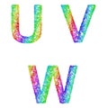 Rainbow sketch font set - letters U, V, W