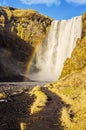 Rainbow at Skogafoss waterfall Iceland Royalty Free Stock Photo