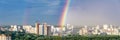 rainbow in the sky above the city Royalty Free Stock Photo