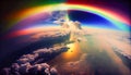 rainbow in the sky above the earth. Generative AI, Generative, AI Royalty Free Stock Photo