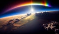 rainbow in the sky above the earth. Generative AI, Generative, AI Royalty Free Stock Photo