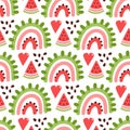 Colorful seamless pattern watermelon rainbow. Royalty Free Stock Photo