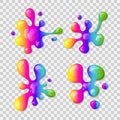 Rainbow slime set on a transparent background. Colorful vector illustration Child toy. Vector illustration spill mucus