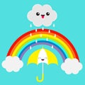 Rainbow. Smiling laughing umbrella.