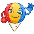 Rainbow Snow Cone Waving Vector Cartoon Character