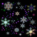 Rainbow snowflakes background.