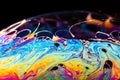 Rainbow soap bubble on a dark background