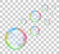 Rainbow soap bubble on a transparent background. Vector illustration