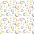 Rainbow soap bubbles pattern in watercolor