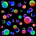 Rainbow soap bubbles - vector pattern on black background Royalty Free Stock Photo