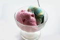 Rainbow soda and strawberry ice cream