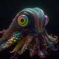 Rainbow space squid. Generative AI