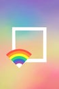Rainbow Spectrum Background with Paper Arc Symbol Frame Design