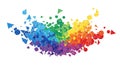 Rainbow Spectrum of Geometric Shapes Exploding on White explosion abstract Royalty Free Stock Photo