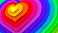 Rainbow spectrum heart shapes abstract 3D render