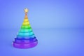 Rainbow spiral Christmas tree 3d color illustration Royalty Free Stock Photo