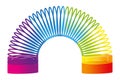 Rainbow spiral spring toy. Colored plastic kid toy. Children magic slinky spring. Vector illustration. EPS 10. Royalty Free Stock Photo
