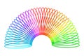 Rainbow spiral spring toy. Colored plastic kid toy. Children magic slinky spring. Vector illustration. Eps 10. Royalty Free Stock Photo
