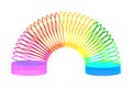 Rainbow spiral spring toy. Colored plastic kid toy. Children magic slinky spring. Vector illustration. Eps 10. Royalty Free Stock Photo