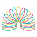 Rainbow spiral spring toy. Retro bright flat illustration. Children's magic spring toy. Plastic children's toy Royalty Free Stock Photo