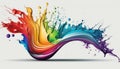 Rainbow of a splash wave of paint colors