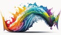 Rainbow of a splash wave of paint colors