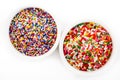 Rainbow sprinkles in cup Royalty Free Stock Photo