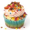 Rainbow Sprinkles Cupcake with Bacon Bits Royalty Free Stock Photo